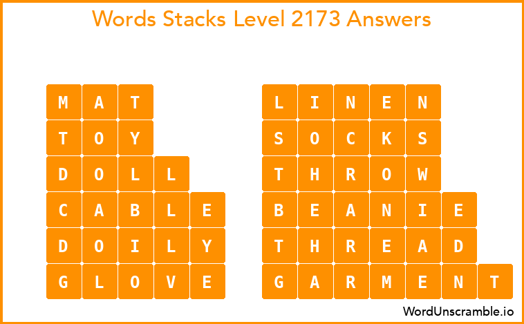 Word Stacks Level 2173 Answers