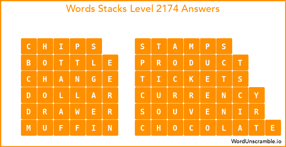 Word Stacks Level 2174 Answers