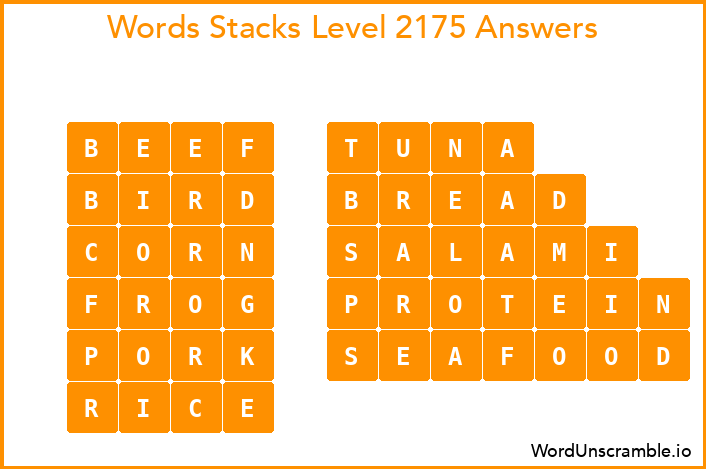 Word Stacks Level 2175 Answers
