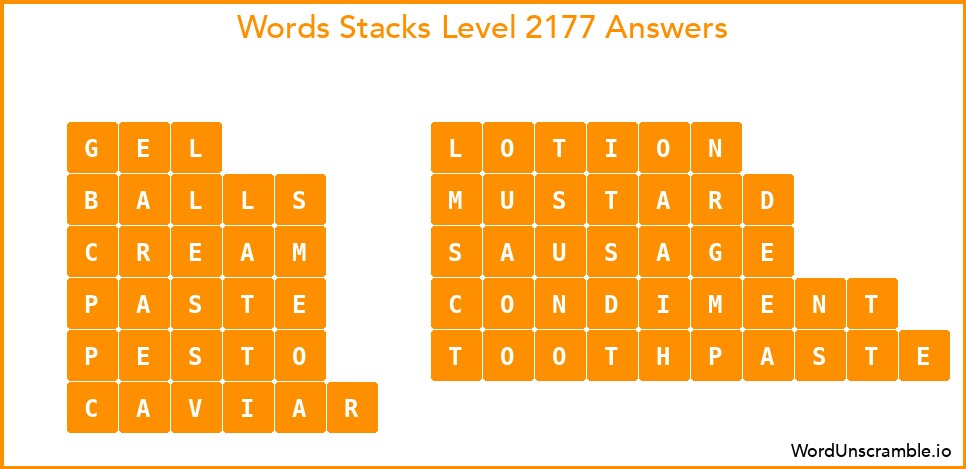 Word Stacks Level 2177 Answers