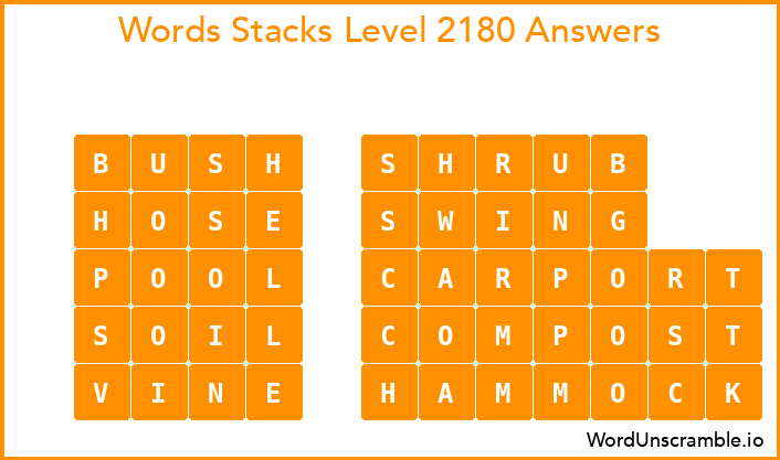 Word Stacks Level 2180 Answers