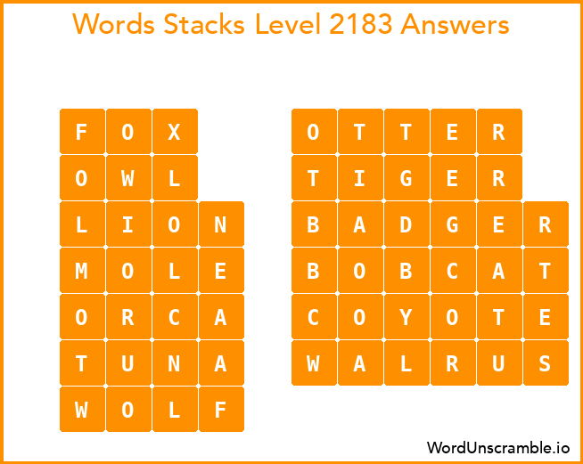 Word Stacks Level 2183 Answers