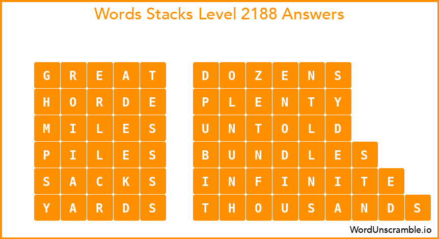 Word Stacks Level 2188 Answers