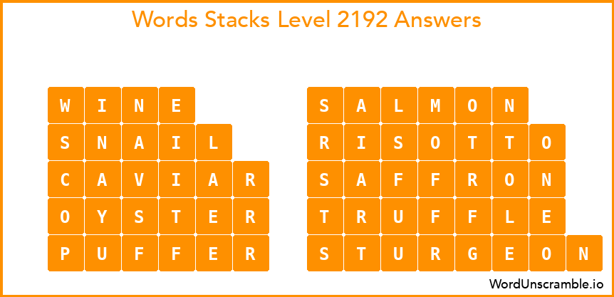 Word Stacks Level 2192 Answers