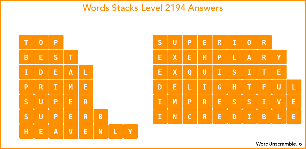 Word Stacks Level 2194 Answers