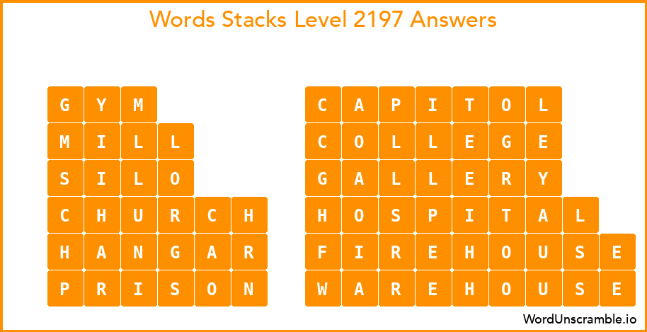 Word Stacks Level 2197 Answers