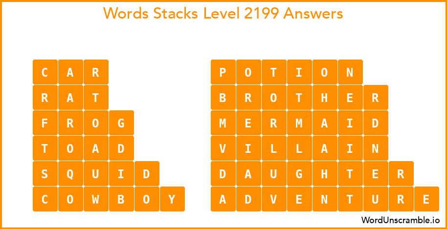 Word Stacks Level 2199 Answers