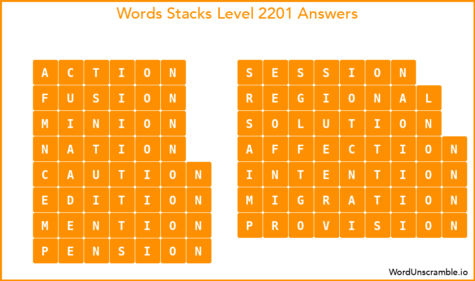 Word Stacks Level 2201 Answers