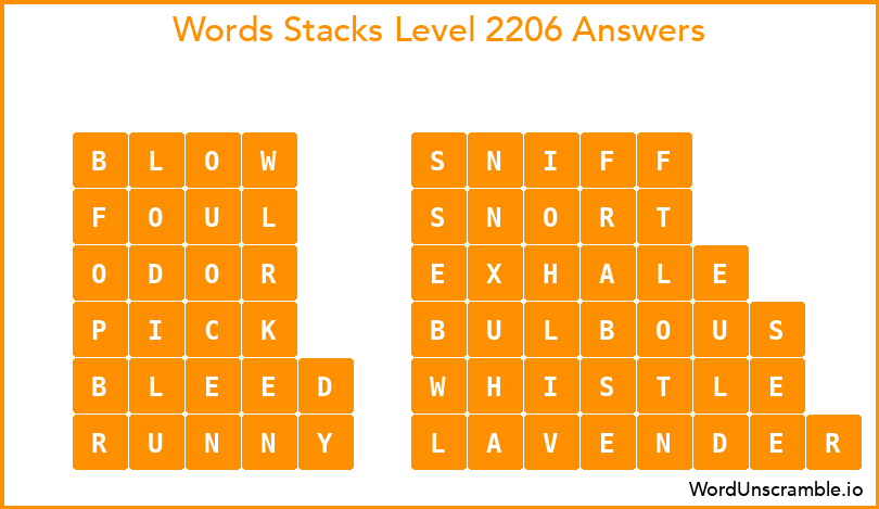 Word Stacks Level 2206 Answers