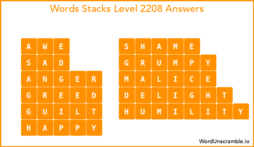 Word Stacks Level 2208 Answers