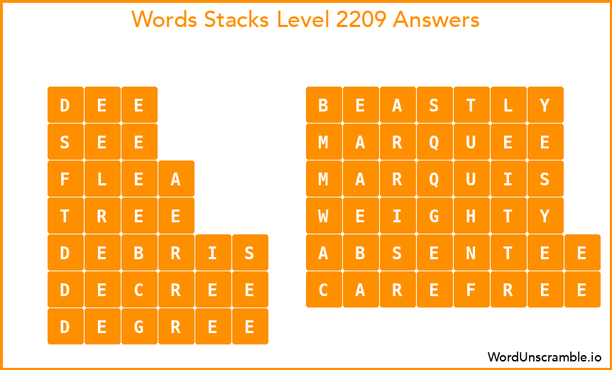 Word Stacks Level 2209 Answers