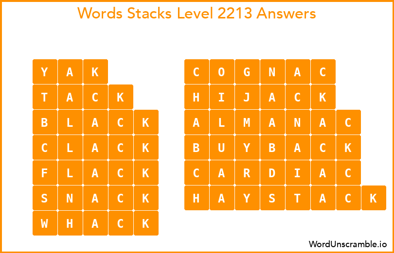 Word Stacks Level 2213 Answers