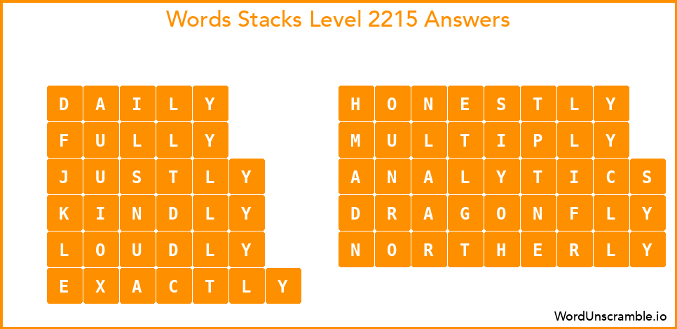 Word Stacks Level 2215 Answers