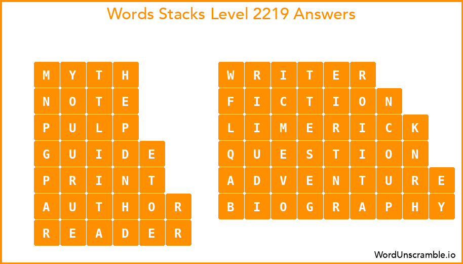 Word Stacks Level 2219 Answers