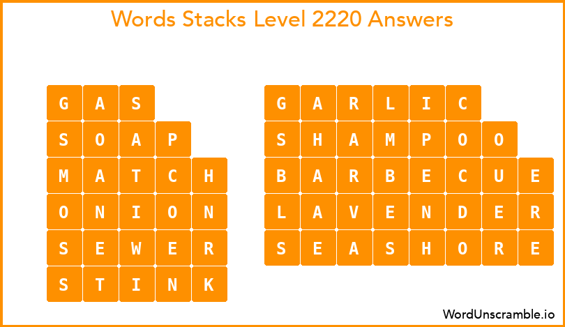 Word Stacks Level 2220 Answers