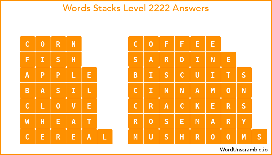 Word Stacks Level 2222 Answers