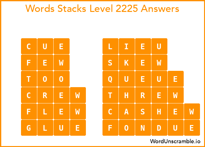 Word Stacks Level 2225 Answers