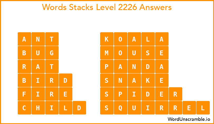 Word Stacks Level 2226 Answers