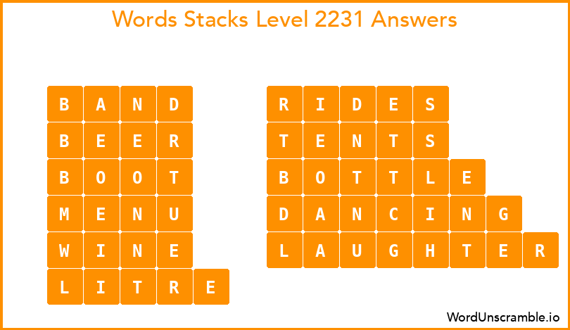 Word Stacks Level 2231 Answers