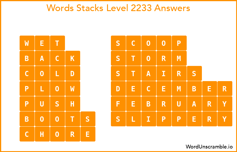 Word Stacks Level 2233 Answers