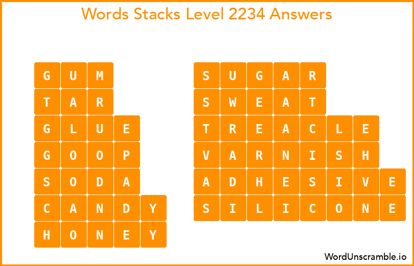 Word Stacks Level 2234 Answers