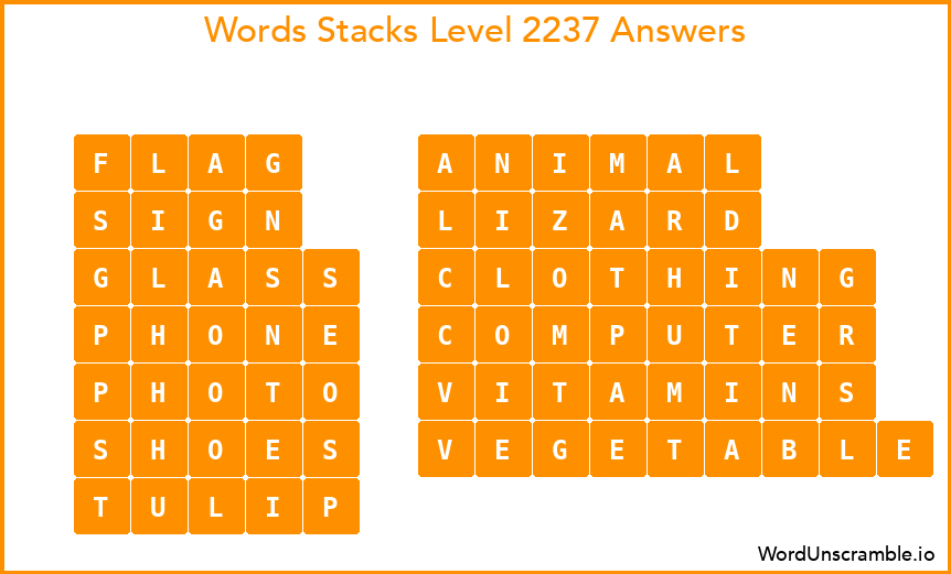 Word Stacks Level 2237 Answers