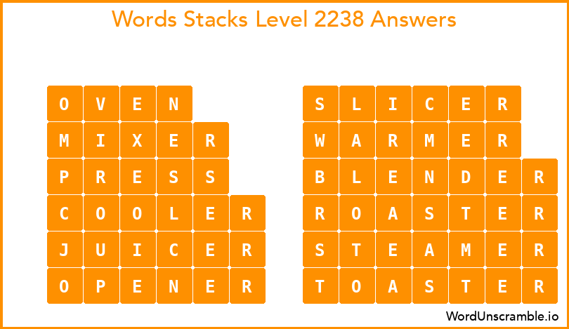 Word Stacks Level 2238 Answers