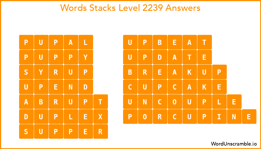 Word Stacks Level 2239 Answers