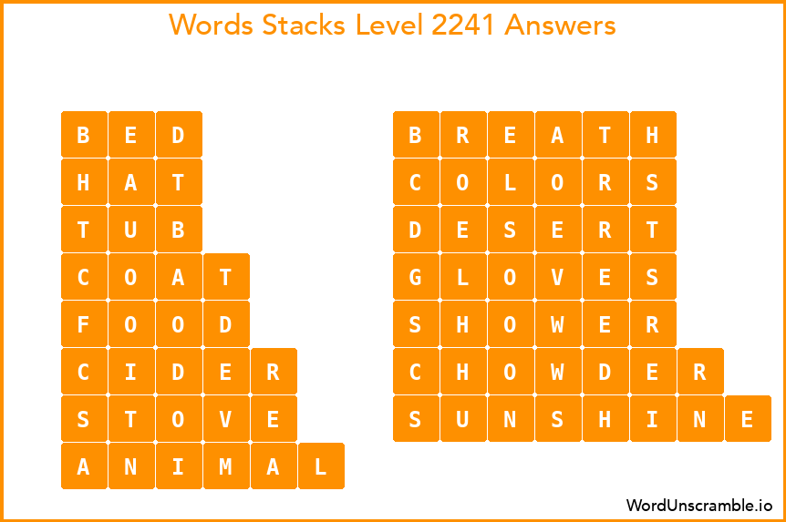 Word Stacks Level 2241 Answers