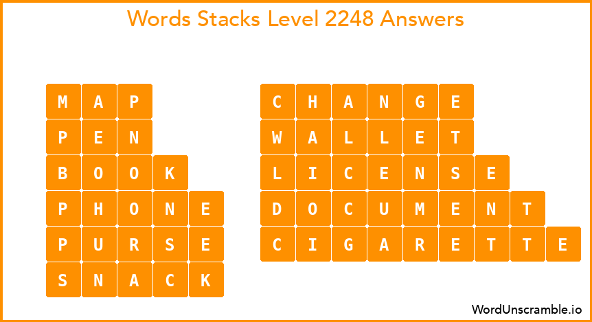Word Stacks Level 2248 Answers