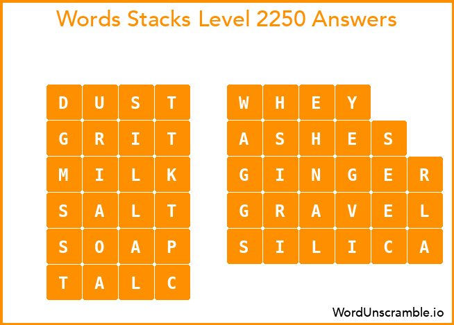 Word Stacks Level 2250 Answers