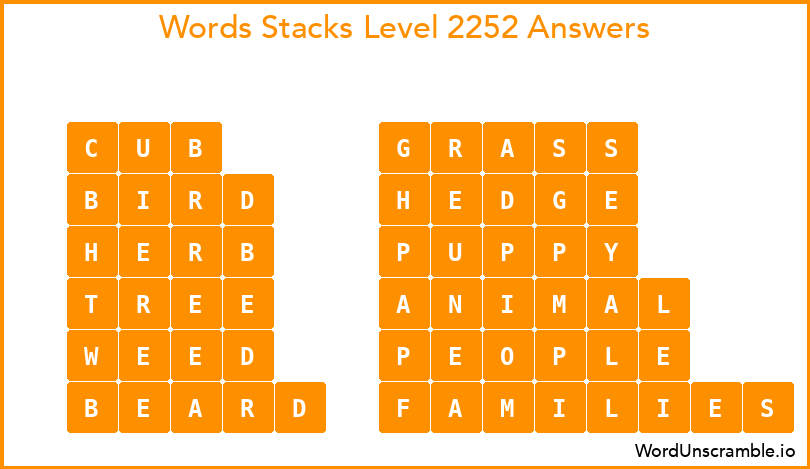 Word Stacks Level 2252 Answers