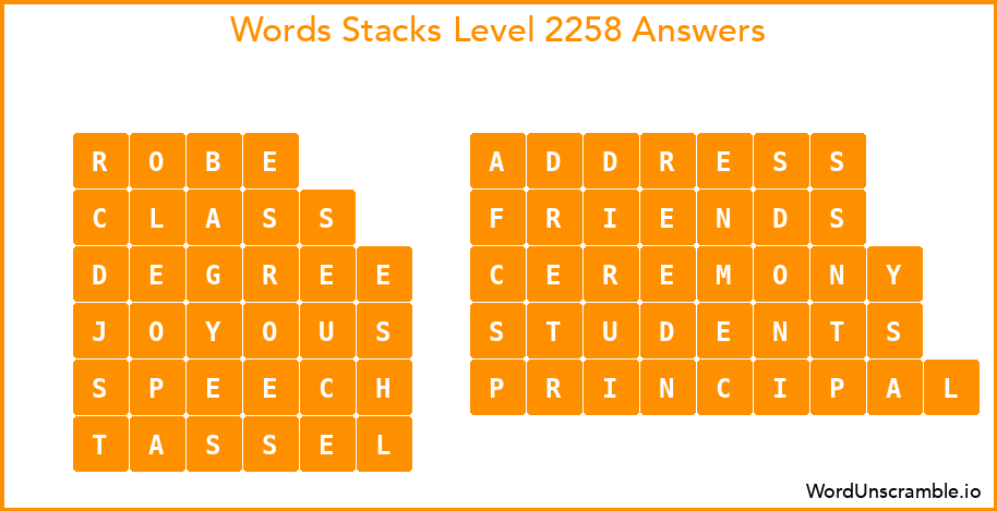 Word Stacks Level 2258 Answers