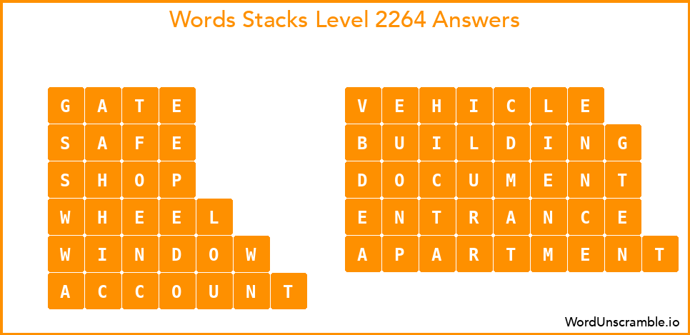 Word Stacks Level 2264 Answers