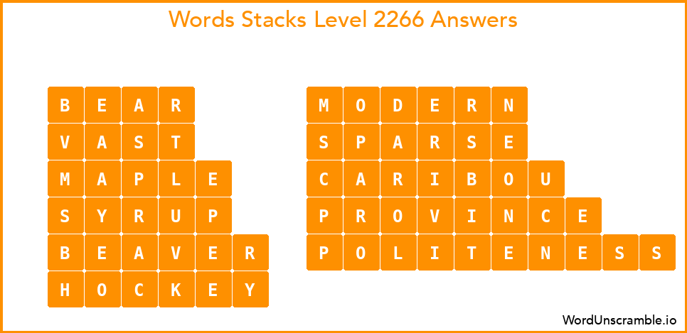 Word Stacks Level 2266 Answers