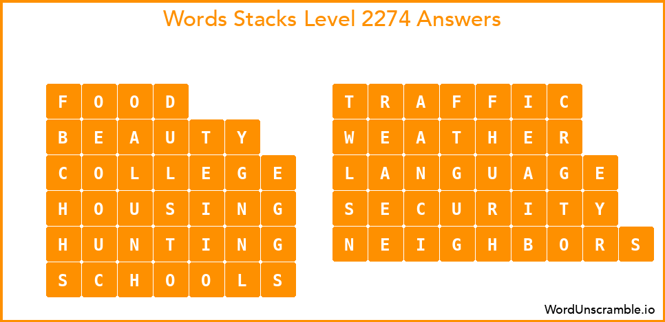 Word Stacks Level 2274 Answers