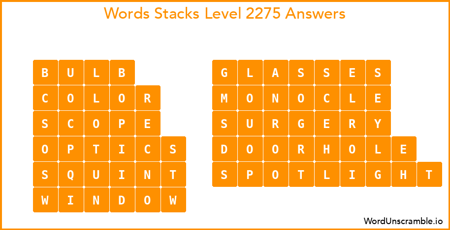 Word Stacks Level 2275 Answers