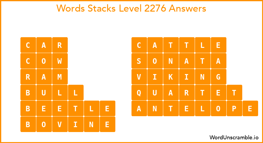 Word Stacks Level 2276 Answers