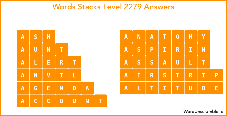 Word Stacks Level 2279 Answers