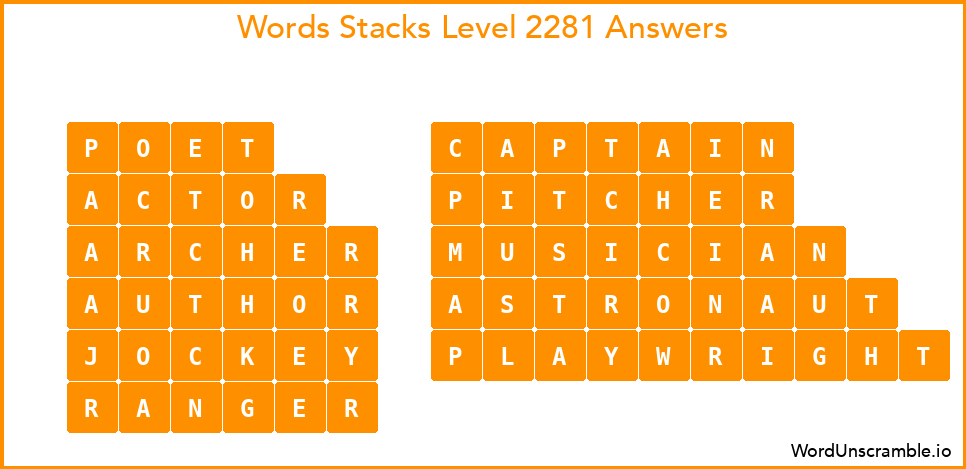 Word Stacks Level 2281 Answers
