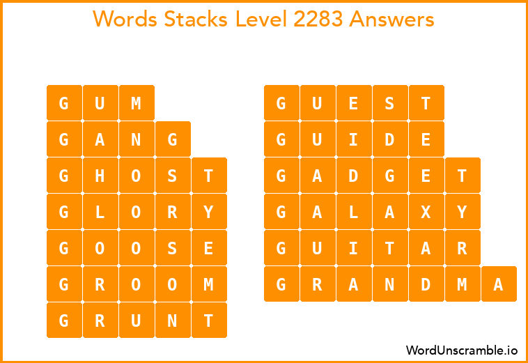 Word Stacks Level 2283 Answers