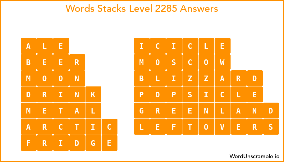 Word Stacks Level 2285 Answers