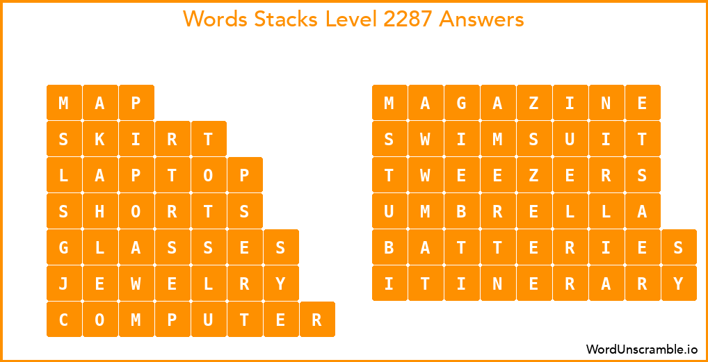 Word Stacks Level 2287 Answers