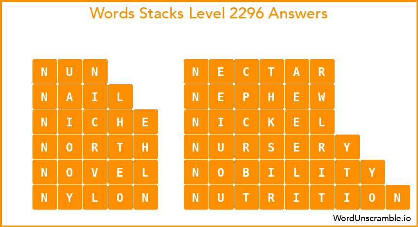 Word Stacks Level 2296 Answers
