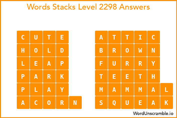 Word Stacks Level 2298 Answers