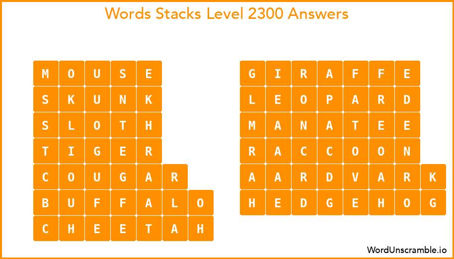 Word Stacks Level 2300 Answers