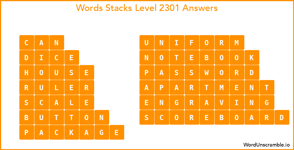 Word Stacks Level 2301 Answers