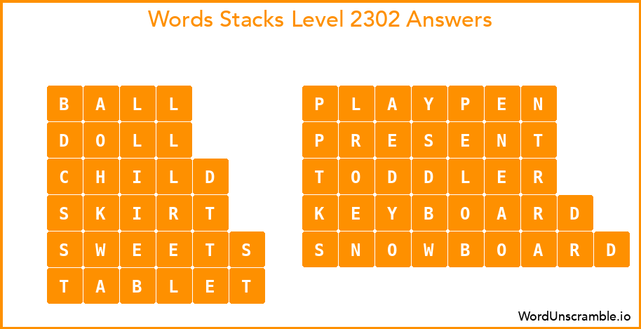 Word Stacks Level 2302 Answers