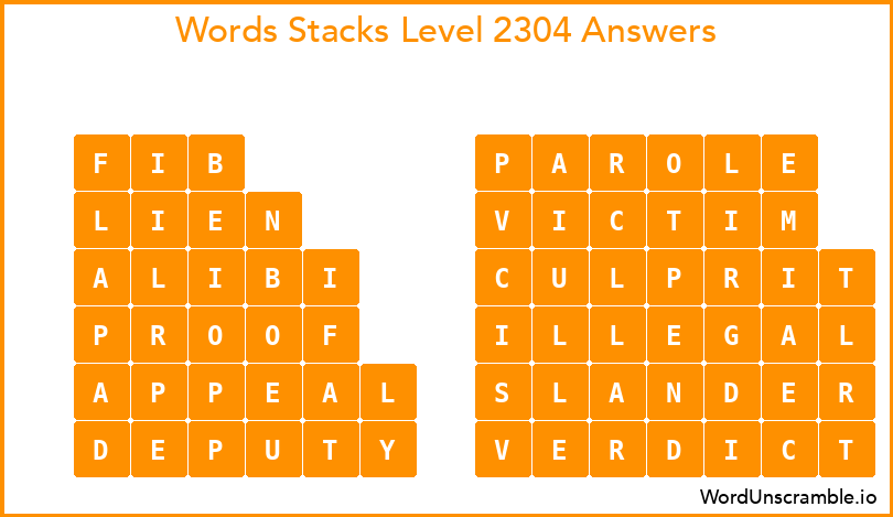 Word Stacks Level 2304 Answers