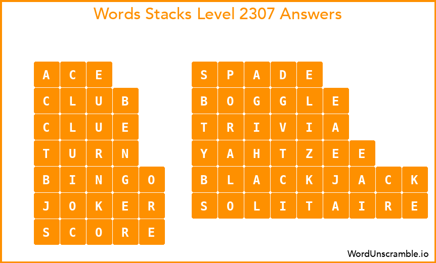 Word Stacks Level 2307 Answers